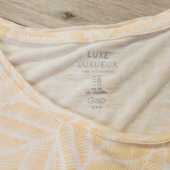 Luxe Gap Leaf Leaves Print Peach Short Sleeve Shirt Top Size Medium - Picture 3 of 4